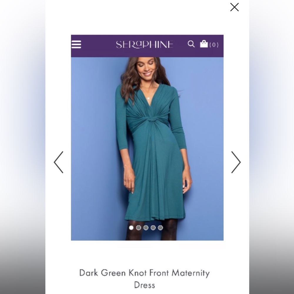 Seraphine Dark Green Knot Front Maternity Dress